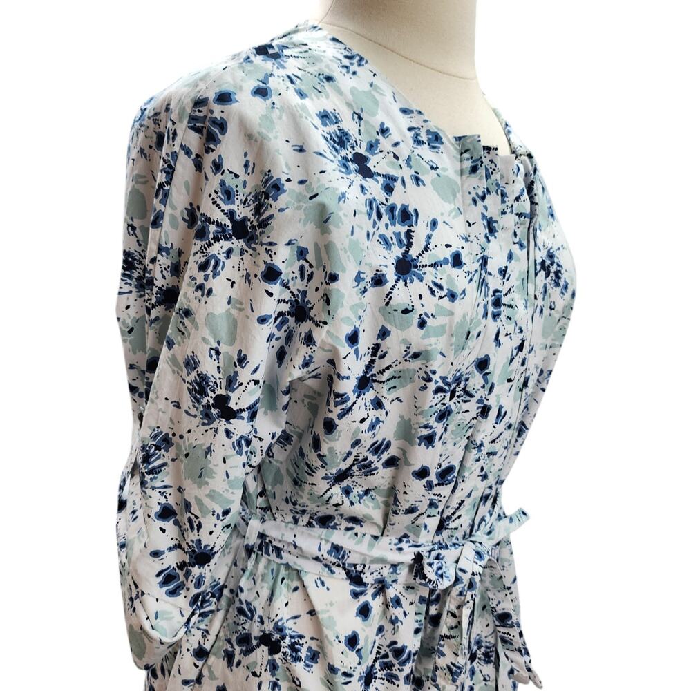 NWT Kaktus Women XXL Blue White Shibori Tie Dye Dress Button Up Pockets Tie Belt - Picture 7 of 13